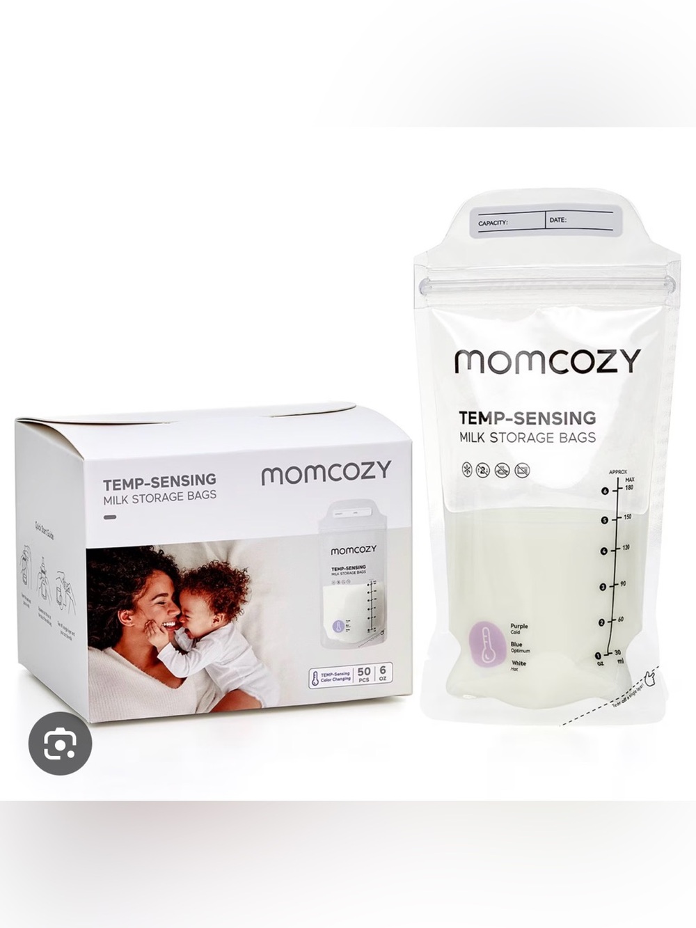 NWT Momcozy 120 Pack Temp-Sensing Milk Storage Bags